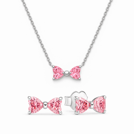 Set bijuterii Cercei si Colier Pink Bow
