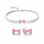Set bijuterii Cercei si Bratara Pink Bow