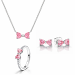 Set bijuterii Inel,Cercei si Colier Pink Bow