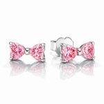 Cercei Pink Bow Silver