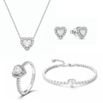 Set bijuterii Inel,Cercei,Bratara si Colier White Heart