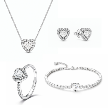 Set bijuterii Inel,Cercei,Bratara si Colier White Heart