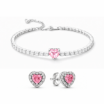 Set bijuterii Cercei si Bratara Pink Heart