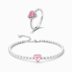 Set bijuterii Inel si Bratara Pink Heart