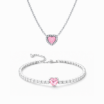 Set bijuterii Colier si Bratara Pink Heart