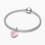 Talisman Pandantiv Pink Heart Cu Argint - imagine 2