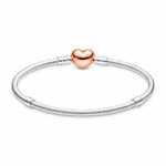 Bratara in forma de Inima cu Pietre Roz Cu Argint - imagine 2