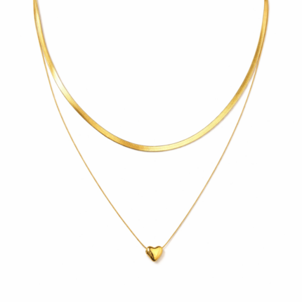 Colier Snake Heart Placat cu Aur 18k