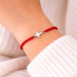 Bratara Cruce Reglabila Rosie cu Argint - imagine 2