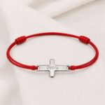 Bratara Roșie Personalizata Cruce Nume cu Argint - imagine 2