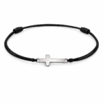 Bratara Cruce Reglabila Neagra cu Argint