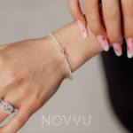 Set bijuterii Inel,Cercei,Bratara si Colier Pink Bow Cu Argint - imagine 2