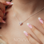 Set bijuterii Colier si Inel Pink Heart Heart Cu Argint - imagine 3