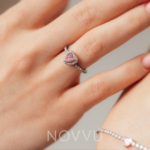 Set bijuterii Colier si Inel Pink Heart Heart Cu Argint - imagine 2