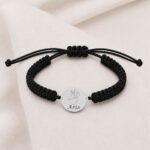 Bratara Neagră Personalizata Înger Nume cu Argint - imagine 2