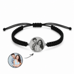 Bratara Personalizata Cuplu Neagra cu Argint