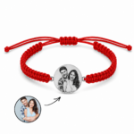 Bratara Personalizata Cuplu Rosie cu Argint