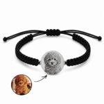 Bratara Neagra Personalizata Catel cu Argint